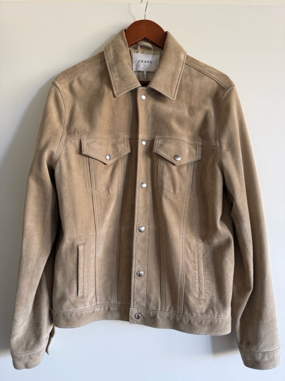 Men’s FRAME Denim Tan Suede Trucker Jacket